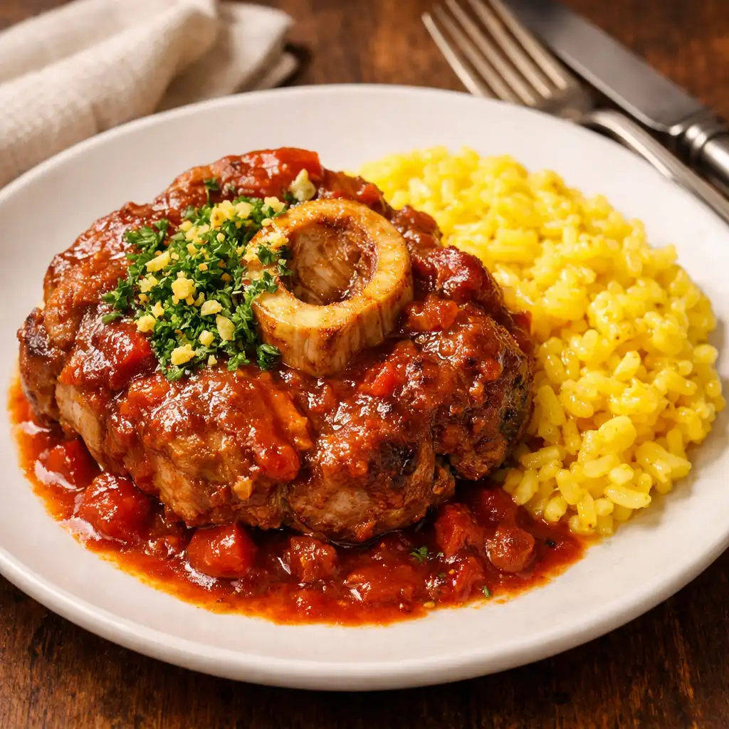 Osso Buco alla Milanese z risotto szafranowym i gremolatą