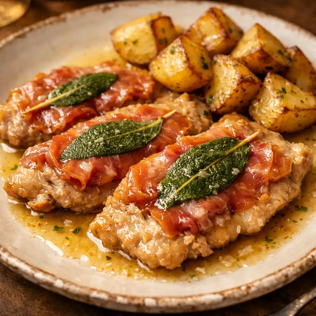 Saltimbocca alla Romana z cielęciną, szynką parmeńską i szałwią